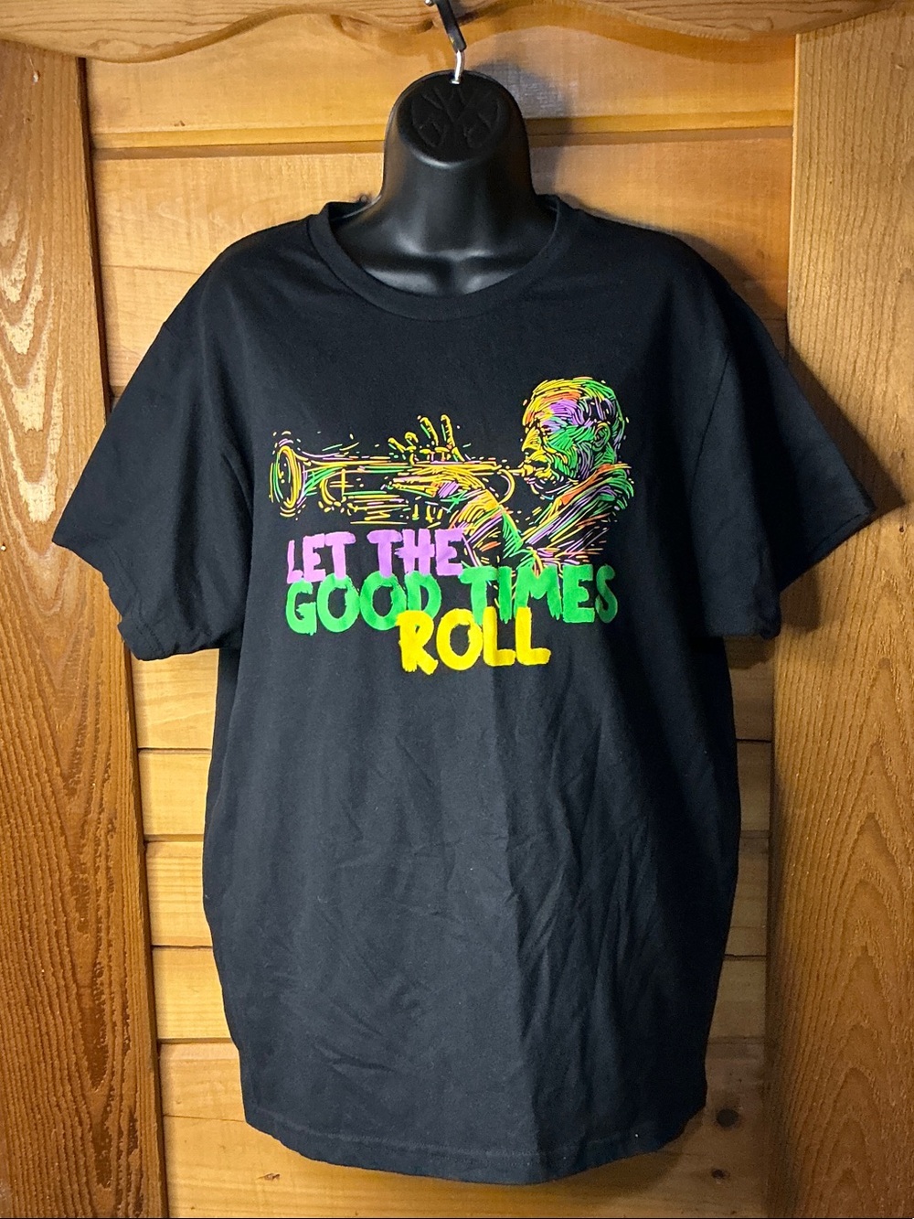 Vintage Mardi Gras Men’s XL “Let The Good Times Roll” Jazz Trumpet Graphic Tee